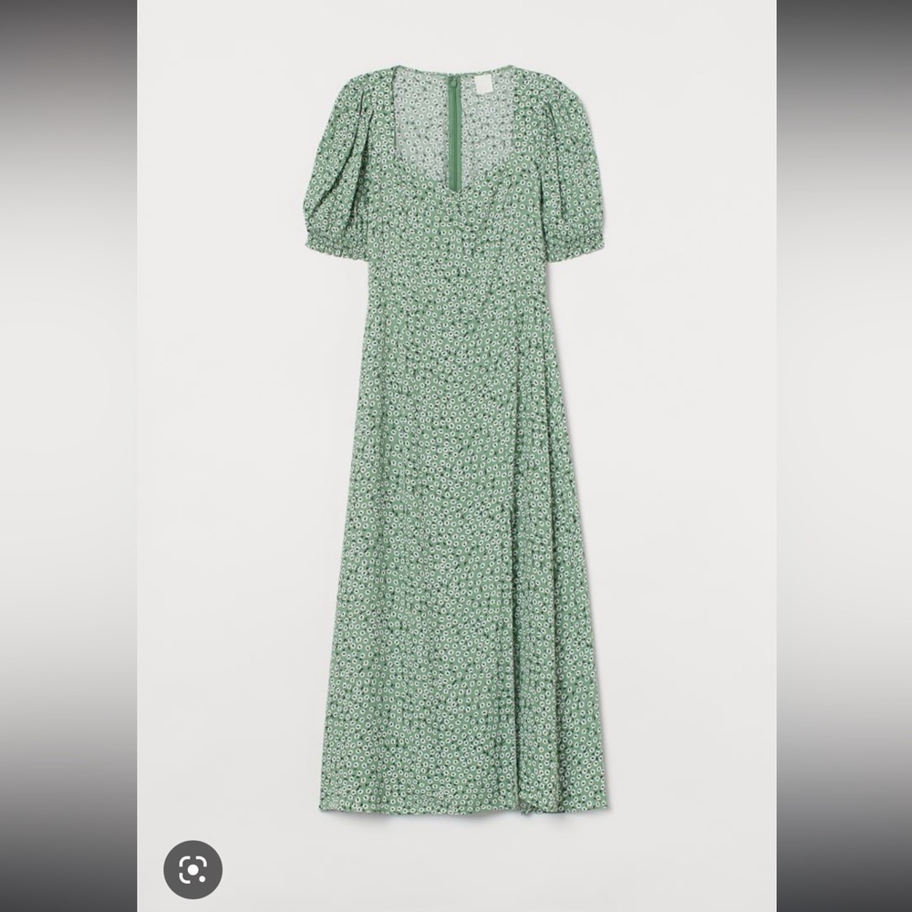H&M green floral midi dress